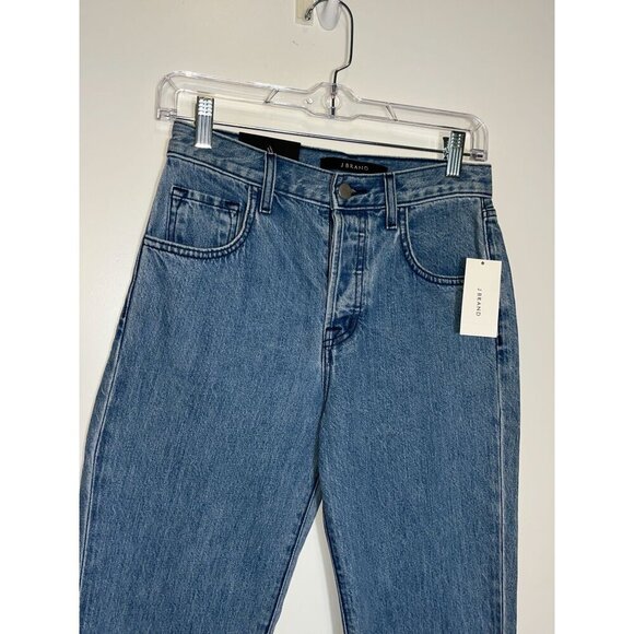 NWT J Brand Wynne High-Rise Straight Crop Jeans Size 24 Blue  Raw Hem - Picture 3 of 15